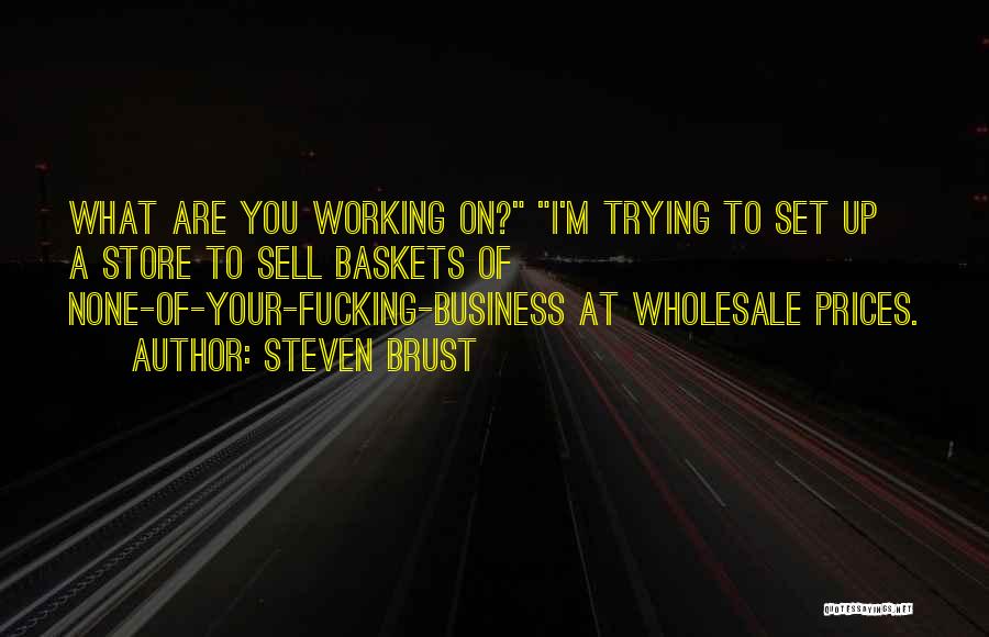 Steven Brust Quotes: What Are You Working On? I'm Trying To Set Up A Store To Sell Baskets Of None-of-your-fucking-business At Wholesale Prices.