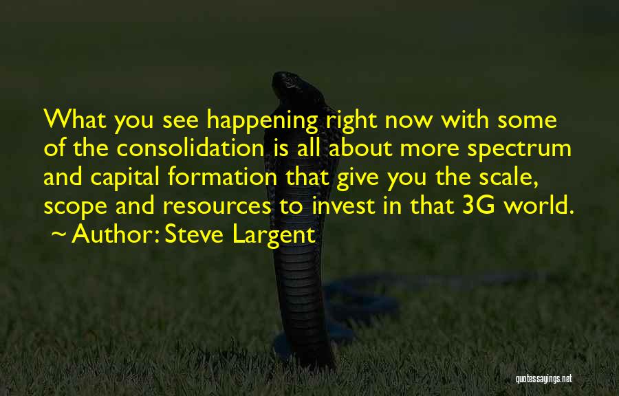 Steve Largent Quotes: What You See Happening Right Now With Some Of The Consolidation Is All About More Spectrum And Capital Formation That