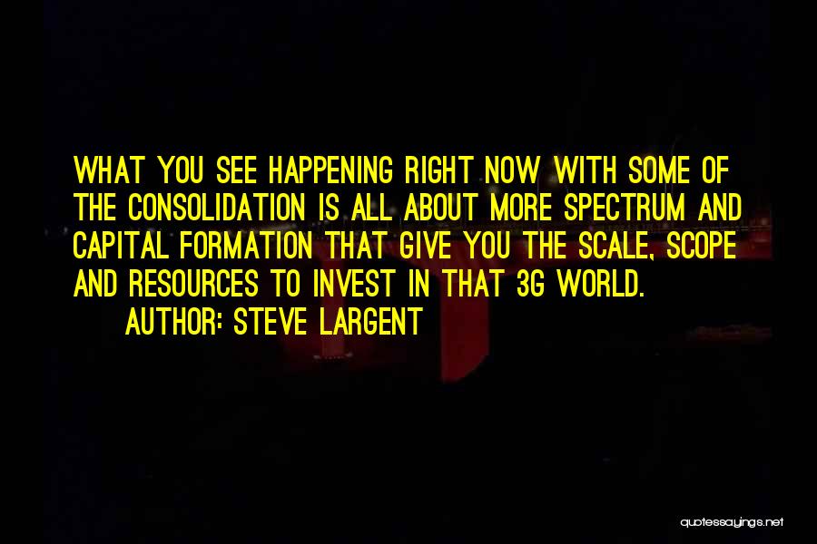 Steve Largent Quotes: What You See Happening Right Now With Some Of The Consolidation Is All About More Spectrum And Capital Formation That