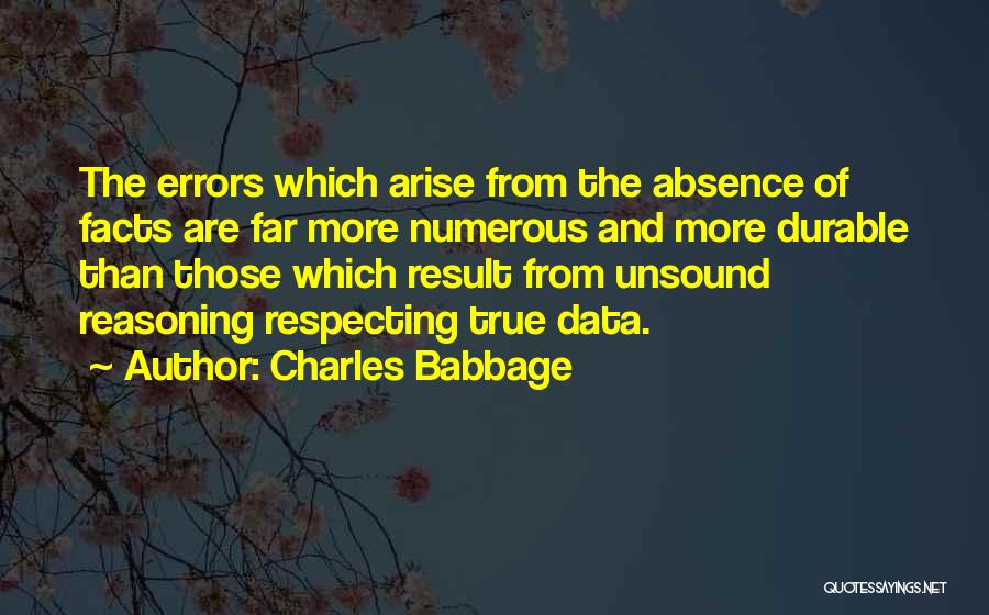 Charles Babbage Quotes: The Errors Which Arise From The Absence Of Facts Are Far More Numerous And More Durable Than Those Which Result