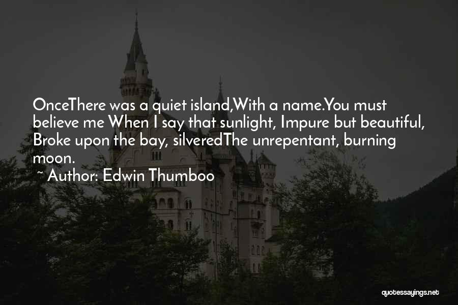 Edwin Thumboo Quotes: Oncethere Was A Quiet Island,with A Name.you Must Believe Me When I Say That Sunlight, Impure But Beautiful, Broke Upon