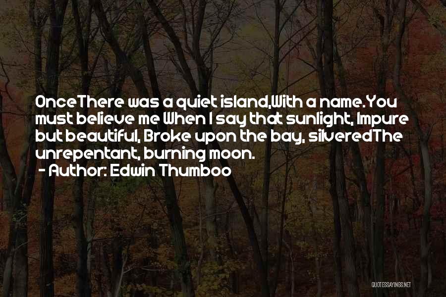 Edwin Thumboo Quotes: Oncethere Was A Quiet Island,with A Name.you Must Believe Me When I Say That Sunlight, Impure But Beautiful, Broke Upon