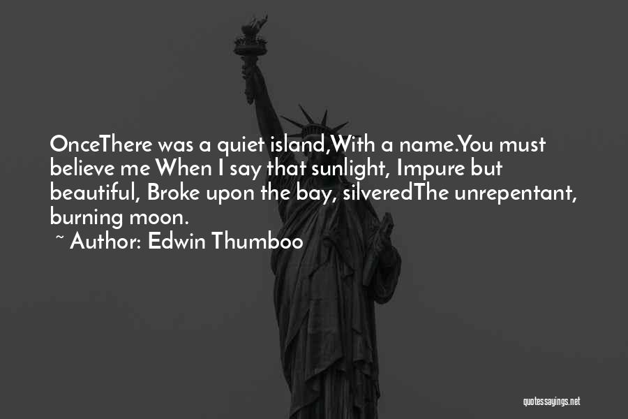 Edwin Thumboo Quotes: Oncethere Was A Quiet Island,with A Name.you Must Believe Me When I Say That Sunlight, Impure But Beautiful, Broke Upon