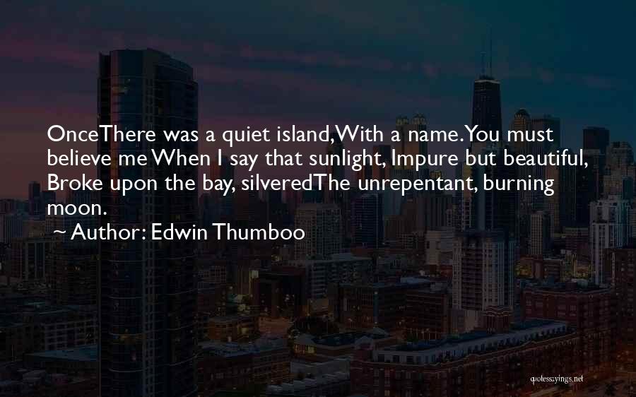 Edwin Thumboo Quotes: Oncethere Was A Quiet Island,with A Name.you Must Believe Me When I Say That Sunlight, Impure But Beautiful, Broke Upon