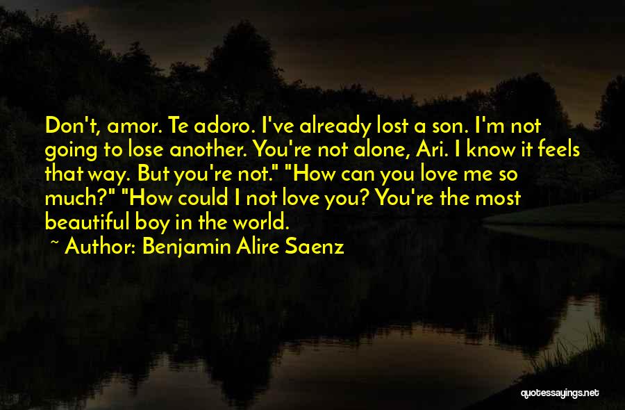 Benjamin Alire Saenz Quotes: Don't, Amor. Te Adoro. I've Already Lost A Son. I'm Not Going To Lose Another. You're Not Alone, Ari. I