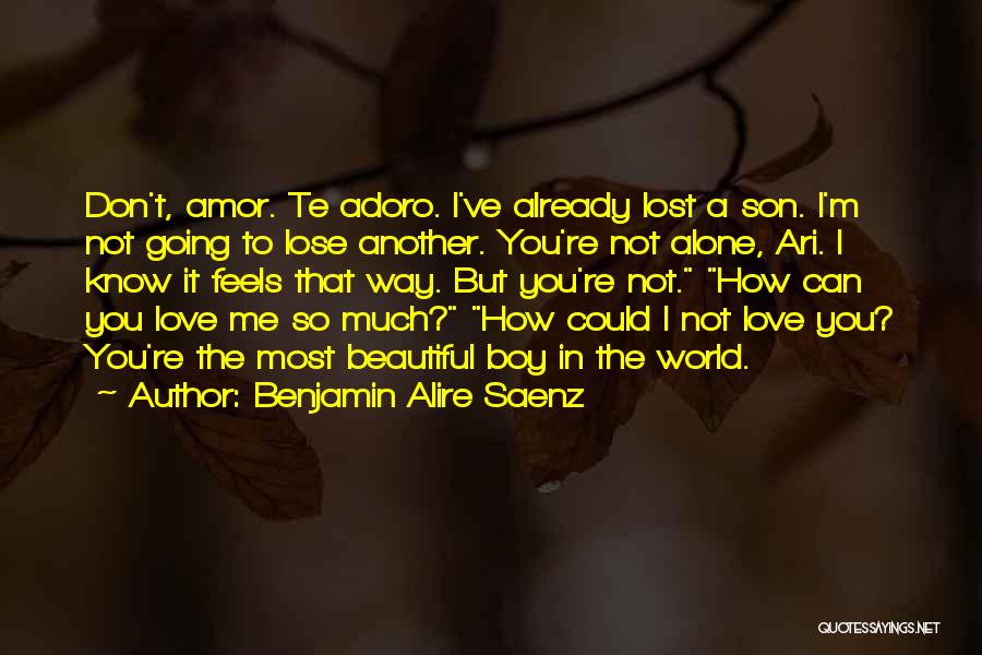 Benjamin Alire Saenz Quotes: Don't, Amor. Te Adoro. I've Already Lost A Son. I'm Not Going To Lose Another. You're Not Alone, Ari. I