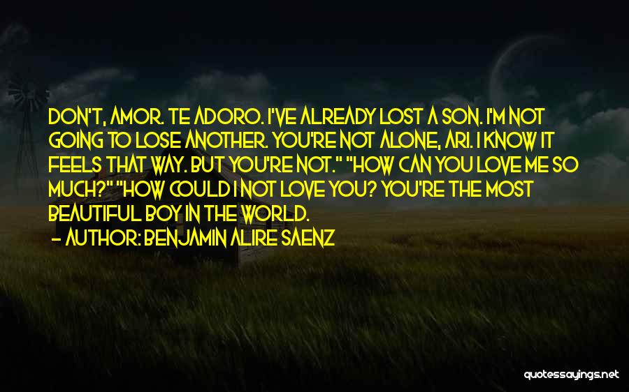 Benjamin Alire Saenz Quotes: Don't, Amor. Te Adoro. I've Already Lost A Son. I'm Not Going To Lose Another. You're Not Alone, Ari. I
