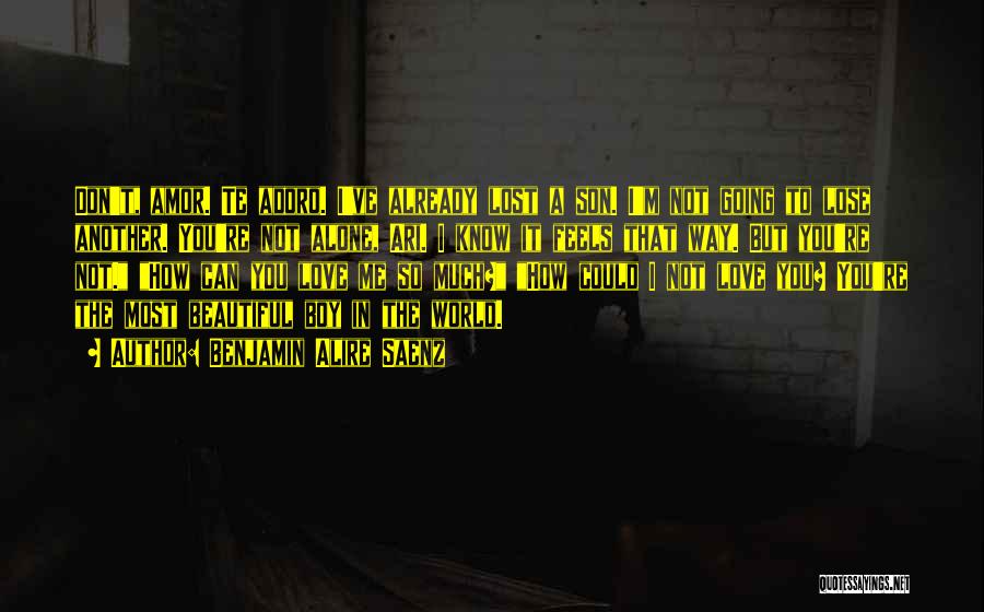 Benjamin Alire Saenz Quotes: Don't, Amor. Te Adoro. I've Already Lost A Son. I'm Not Going To Lose Another. You're Not Alone, Ari. I