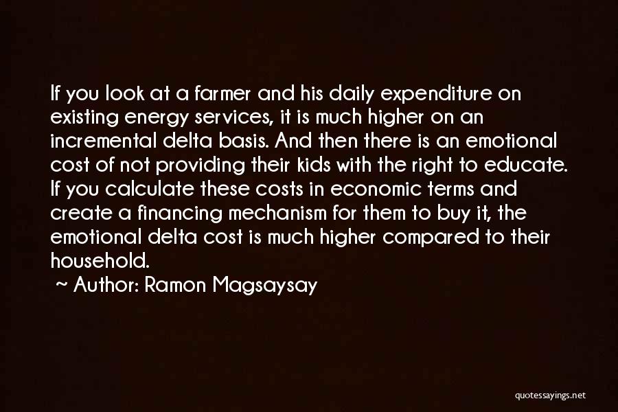 Ramon Magsaysay Quotes: If You Look At A Farmer And His Daily Expenditure On Existing Energy Services, It Is Much Higher On An