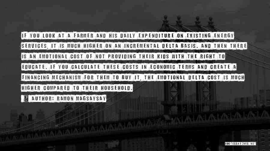 Ramon Magsaysay Quotes: If You Look At A Farmer And His Daily Expenditure On Existing Energy Services, It Is Much Higher On An