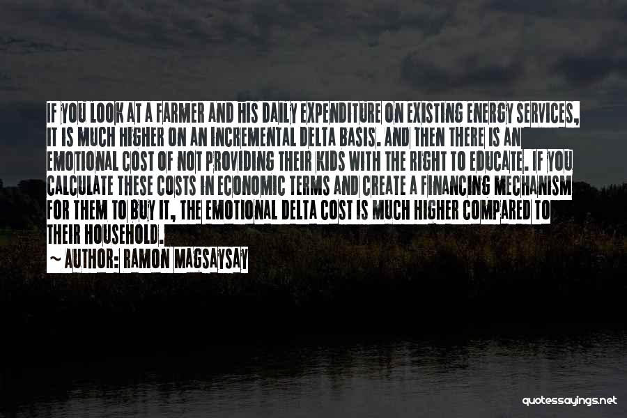 Ramon Magsaysay Quotes: If You Look At A Farmer And His Daily Expenditure On Existing Energy Services, It Is Much Higher On An