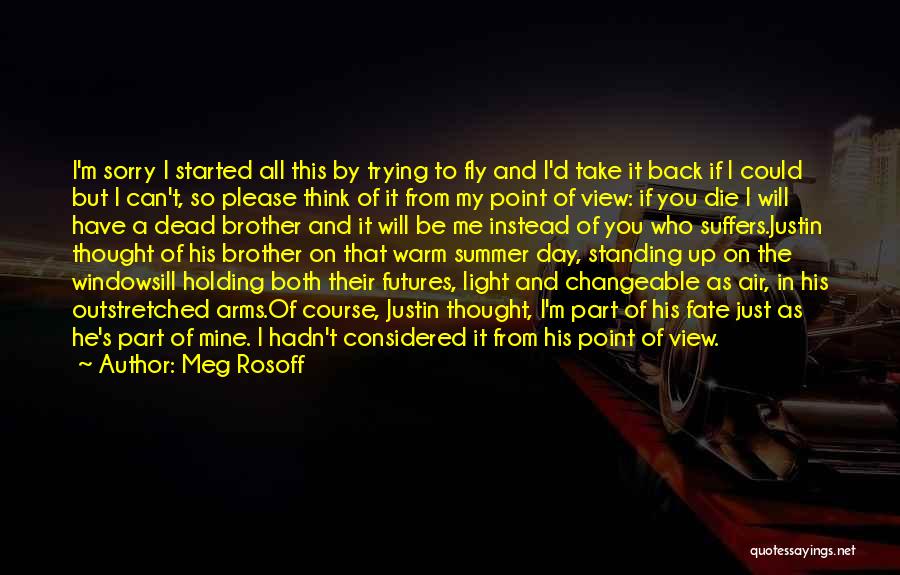 Meg Rosoff Quotes: I'm Sorry I Started All This By Trying To Fly And I'd Take It Back If I Could But I