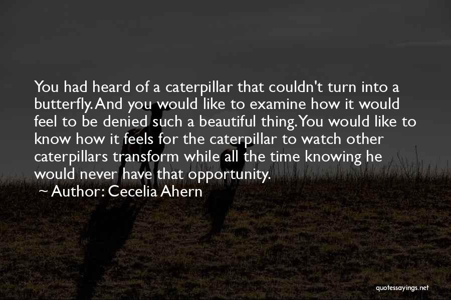 Cecelia Ahern Quotes: You Had Heard Of A Caterpillar That Couldn't Turn Into A Butterfly. And You Would Like To Examine How It