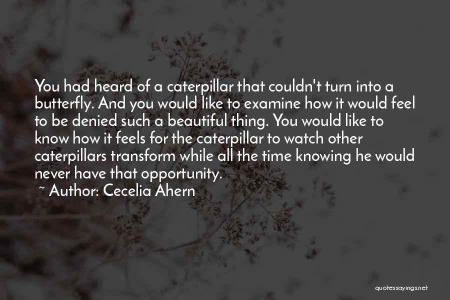 Cecelia Ahern Quotes: You Had Heard Of A Caterpillar That Couldn't Turn Into A Butterfly. And You Would Like To Examine How It