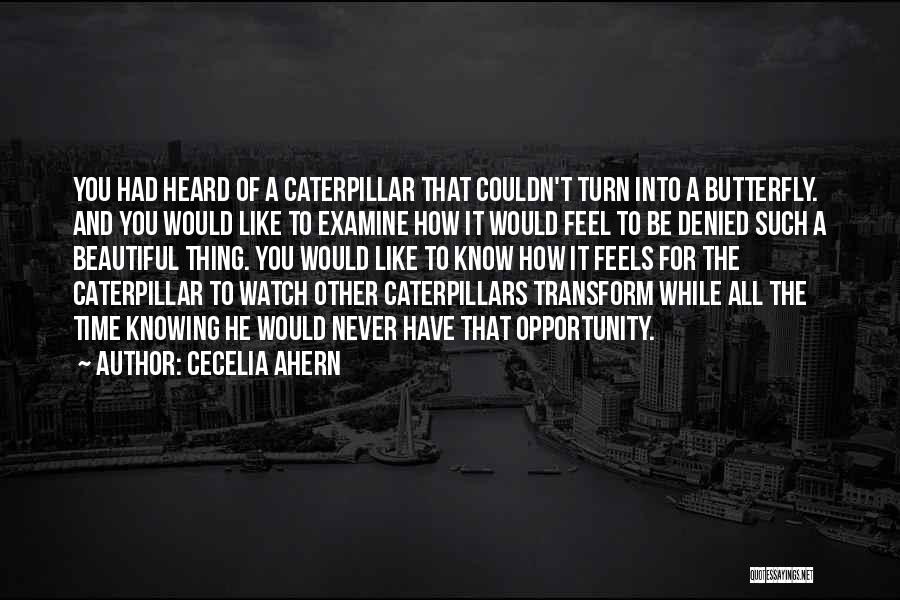 Cecelia Ahern Quotes: You Had Heard Of A Caterpillar That Couldn't Turn Into A Butterfly. And You Would Like To Examine How It