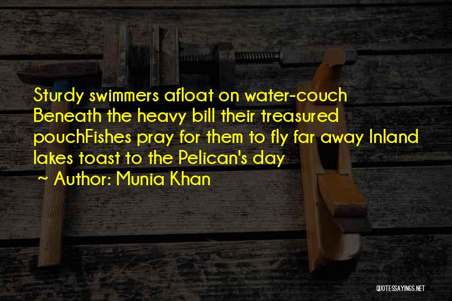 Munia Khan Quotes: Sturdy Swimmers Afloat On Water-couch Beneath The Heavy Bill Their Treasured Pouchfishes Pray For Them To Fly Far Away Inland