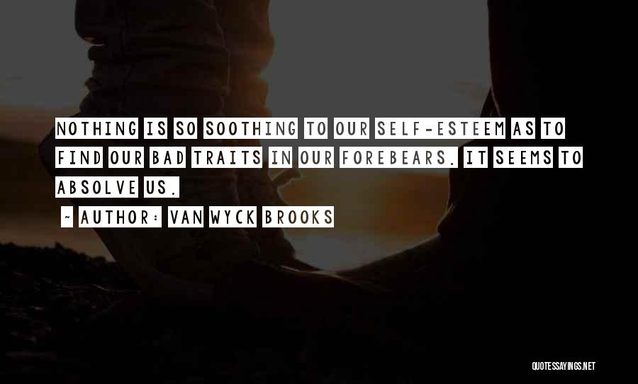 Van Wyck Brooks Quotes: Nothing Is So Soothing To Our Self-esteem As To Find Our Bad Traits In Our Forebears. It Seems To Absolve