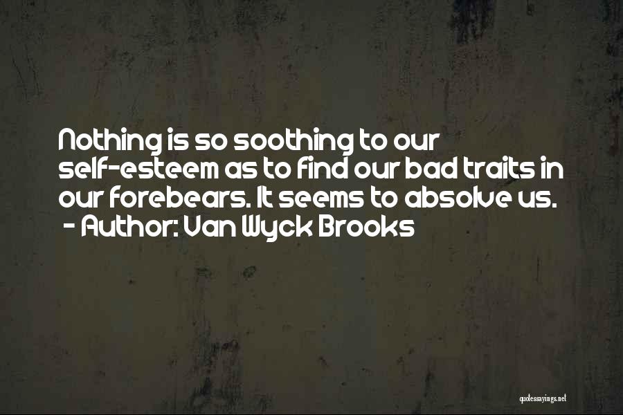 Van Wyck Brooks Quotes: Nothing Is So Soothing To Our Self-esteem As To Find Our Bad Traits In Our Forebears. It Seems To Absolve