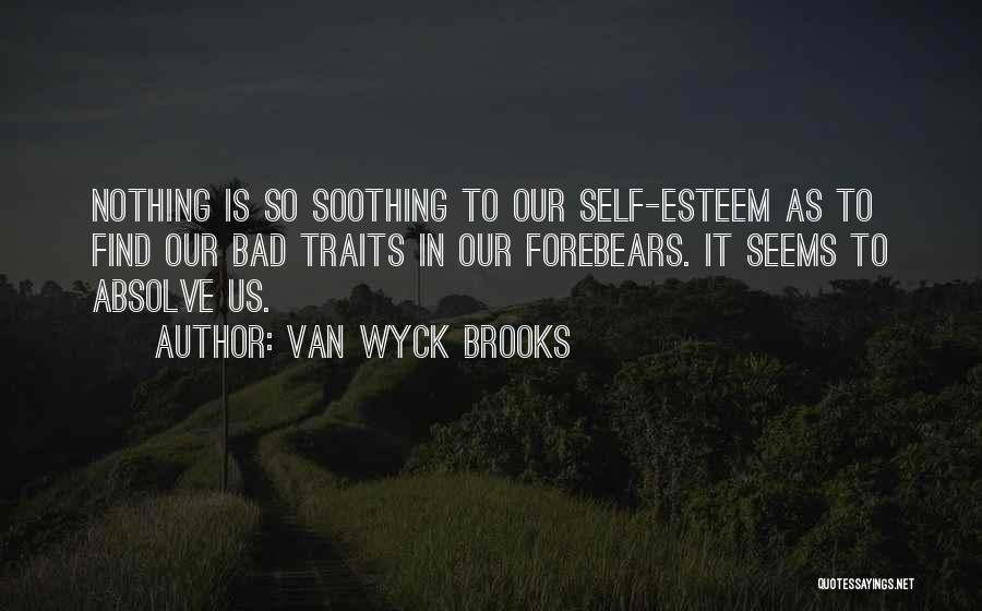 Van Wyck Brooks Quotes: Nothing Is So Soothing To Our Self-esteem As To Find Our Bad Traits In Our Forebears. It Seems To Absolve