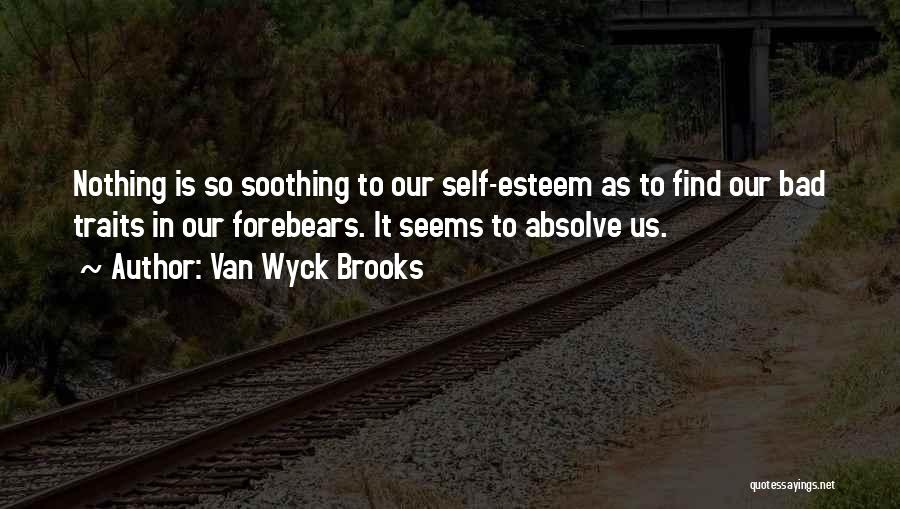 Van Wyck Brooks Quotes: Nothing Is So Soothing To Our Self-esteem As To Find Our Bad Traits In Our Forebears. It Seems To Absolve