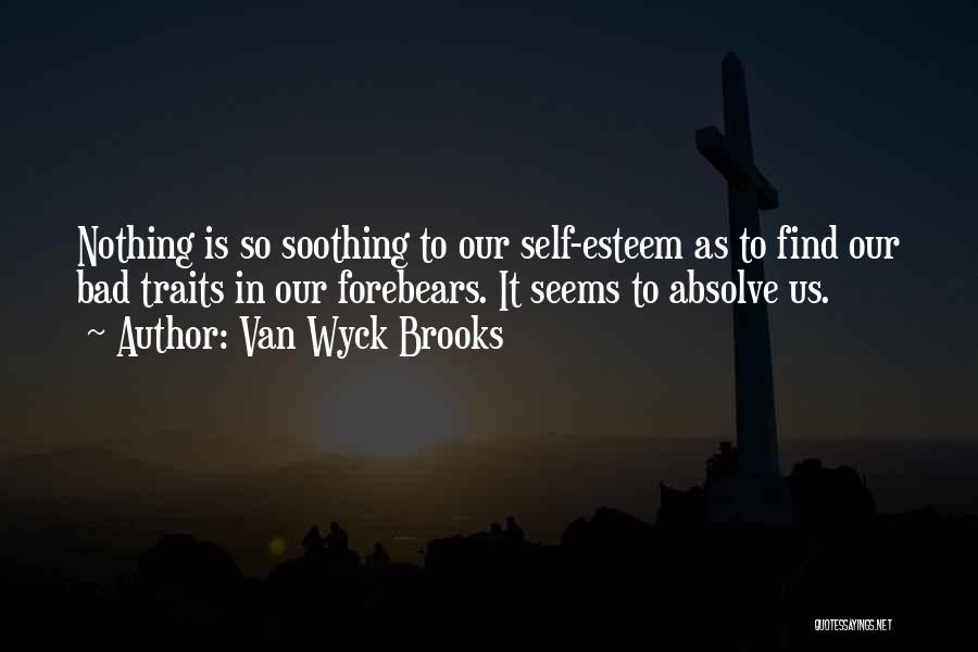 Van Wyck Brooks Quotes: Nothing Is So Soothing To Our Self-esteem As To Find Our Bad Traits In Our Forebears. It Seems To Absolve