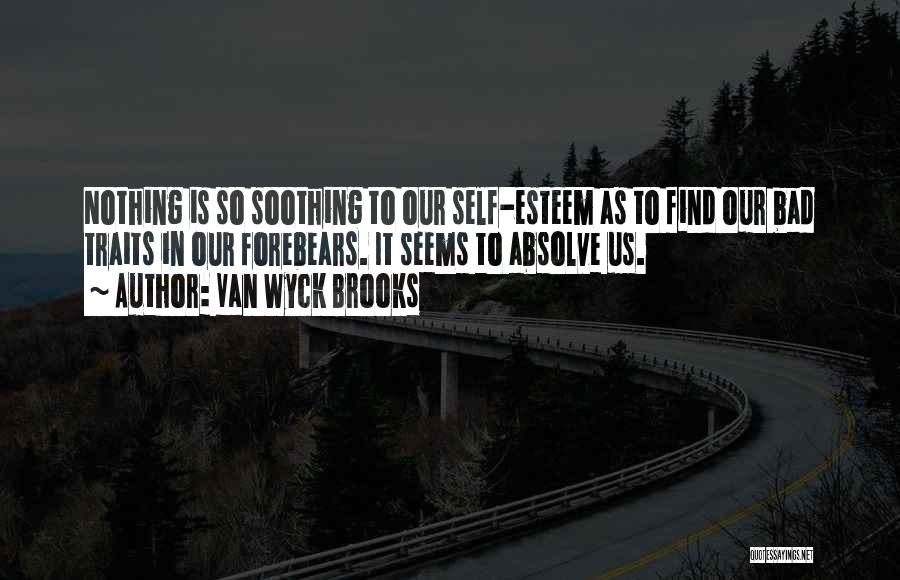 Van Wyck Brooks Quotes: Nothing Is So Soothing To Our Self-esteem As To Find Our Bad Traits In Our Forebears. It Seems To Absolve