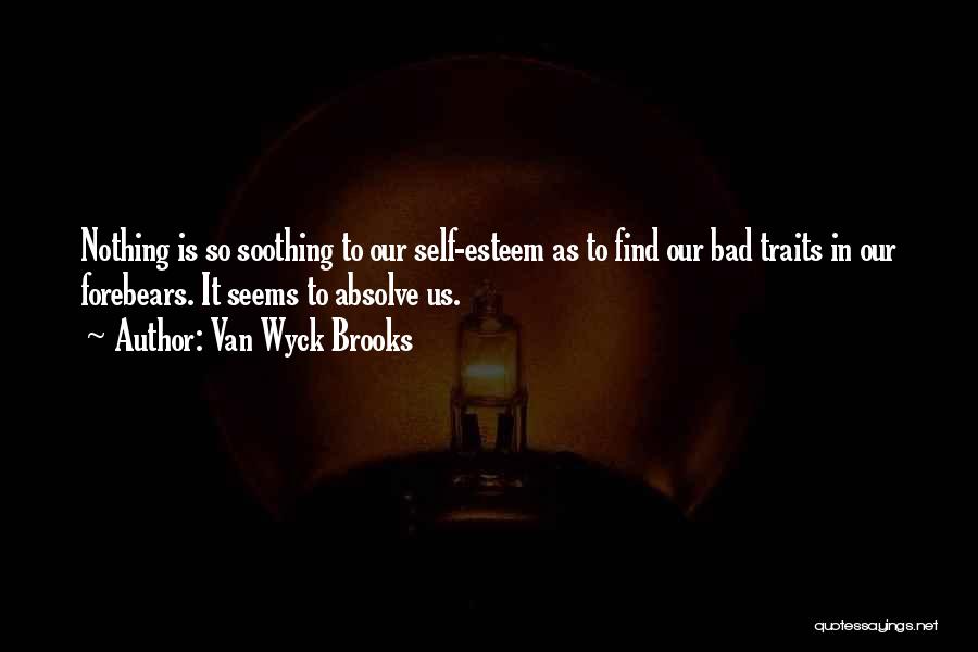 Van Wyck Brooks Quotes: Nothing Is So Soothing To Our Self-esteem As To Find Our Bad Traits In Our Forebears. It Seems To Absolve