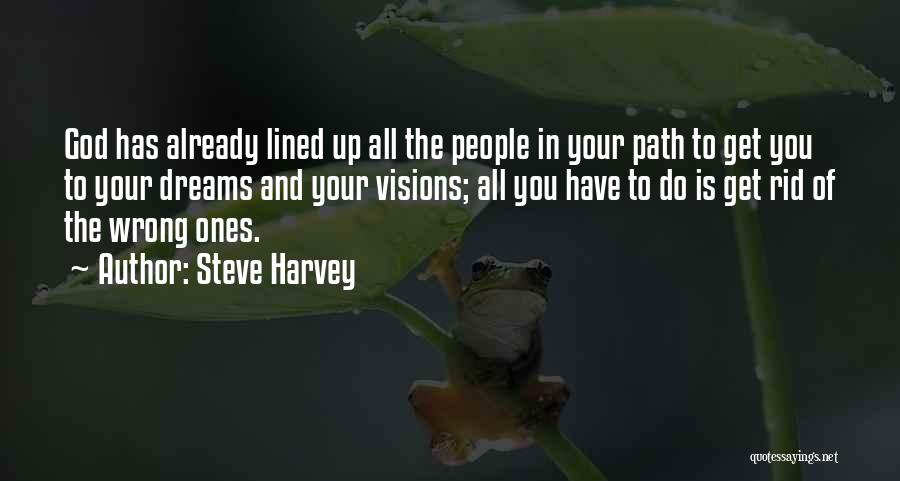 Steve Harvey Quotes: God Has Already Lined Up All The People In Your Path To Get You To Your Dreams And Your Visions;