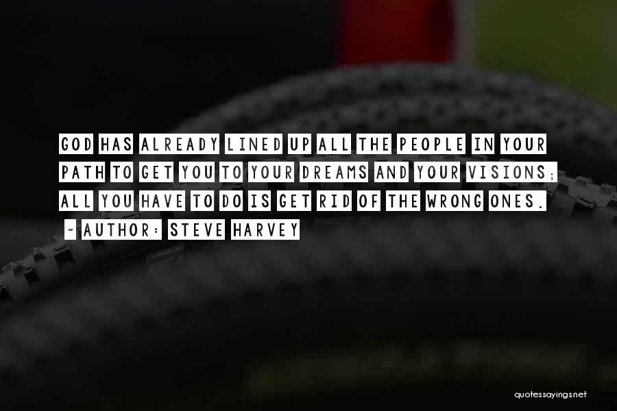 Steve Harvey Quotes: God Has Already Lined Up All The People In Your Path To Get You To Your Dreams And Your Visions;