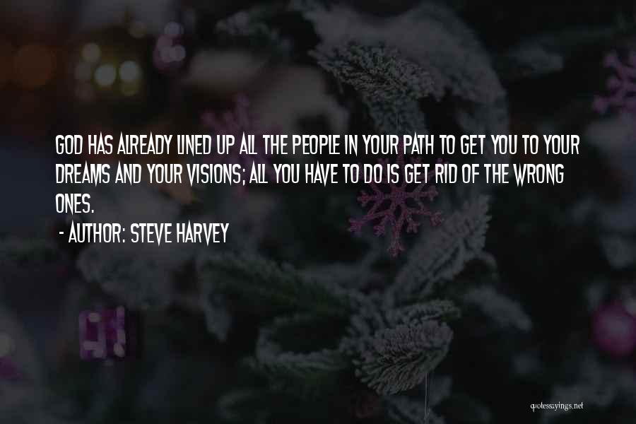 Steve Harvey Quotes: God Has Already Lined Up All The People In Your Path To Get You To Your Dreams And Your Visions;