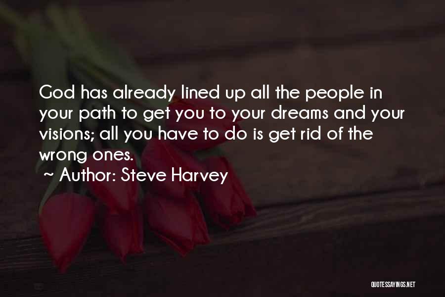 Steve Harvey Quotes: God Has Already Lined Up All The People In Your Path To Get You To Your Dreams And Your Visions;