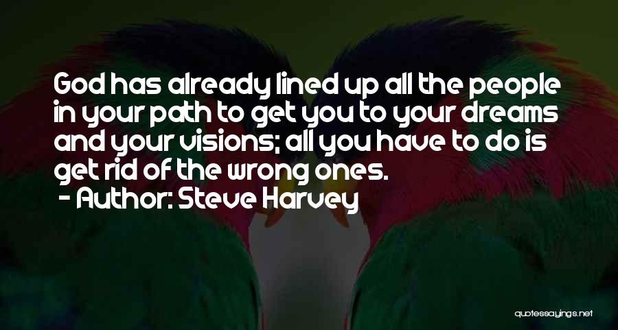 Steve Harvey Quotes: God Has Already Lined Up All The People In Your Path To Get You To Your Dreams And Your Visions;