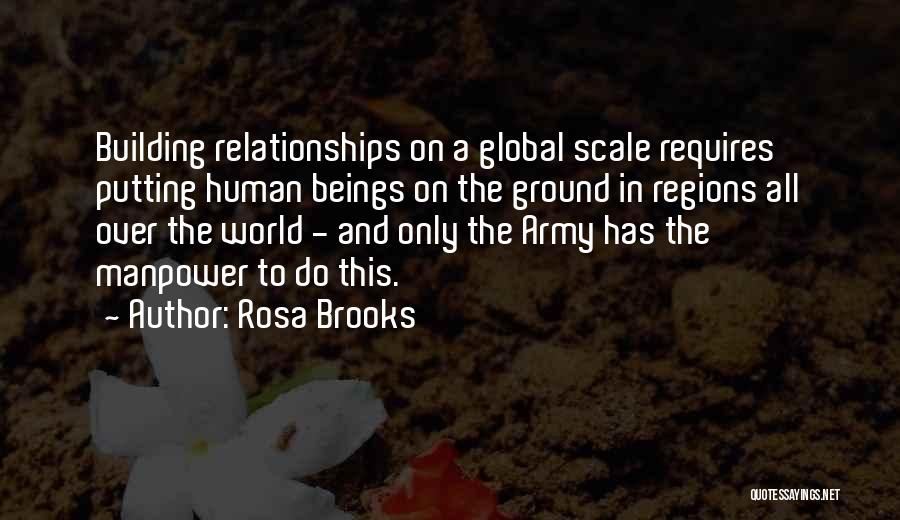 Rosa Brooks Quotes: Building Relationships On A Global Scale Requires Putting Human Beings On The Ground In Regions All Over The World -