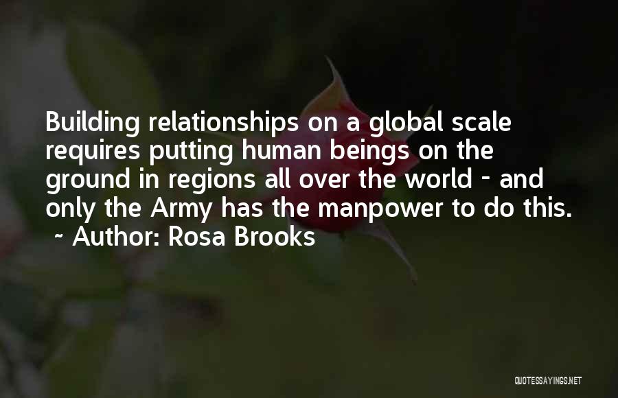 Rosa Brooks Quotes: Building Relationships On A Global Scale Requires Putting Human Beings On The Ground In Regions All Over The World -