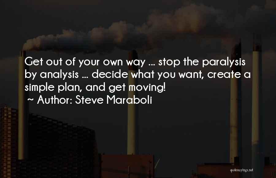 Steve Maraboli Quotes: Get Out Of Your Own Way ... Stop The Paralysis By Analysis ... Decide What You Want, Create A Simple