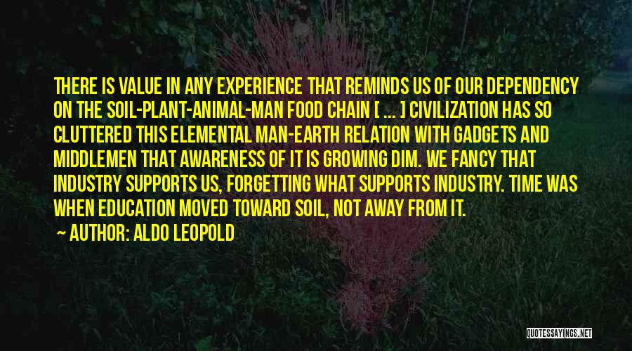 Aldo Leopold Quotes: There Is Value In Any Experience That Reminds Us Of Our Dependency On The Soil-plant-animal-man Food Chain [ ... ]