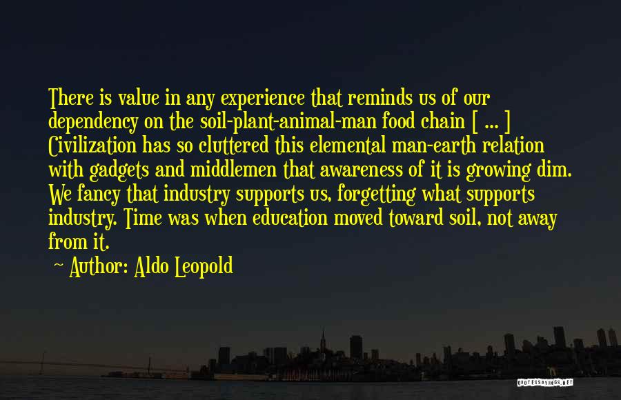 Aldo Leopold Quotes: There Is Value In Any Experience That Reminds Us Of Our Dependency On The Soil-plant-animal-man Food Chain [ ... ]