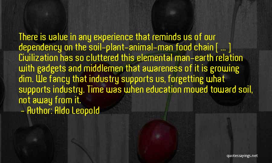 Aldo Leopold Quotes: There Is Value In Any Experience That Reminds Us Of Our Dependency On The Soil-plant-animal-man Food Chain [ ... ]