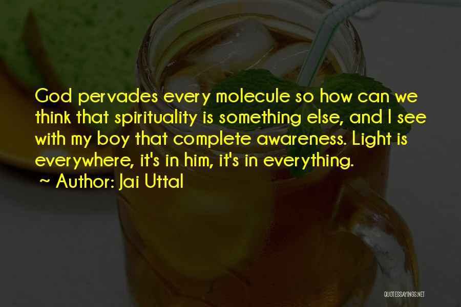 Jai Uttal Quotes: God Pervades Every Molecule So How Can We Think That Spirituality Is Something Else, And I See With My Boy