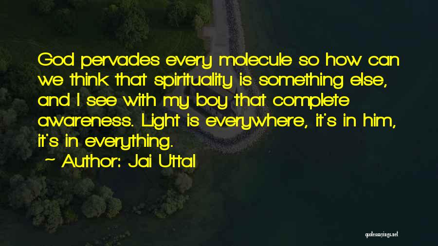 Jai Uttal Quotes: God Pervades Every Molecule So How Can We Think That Spirituality Is Something Else, And I See With My Boy