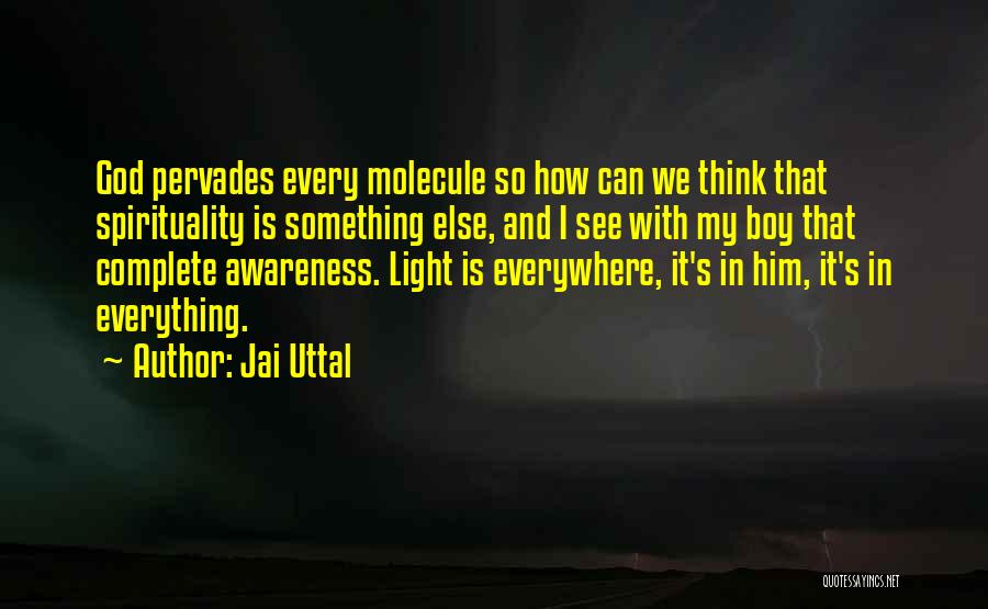 Jai Uttal Quotes: God Pervades Every Molecule So How Can We Think That Spirituality Is Something Else, And I See With My Boy