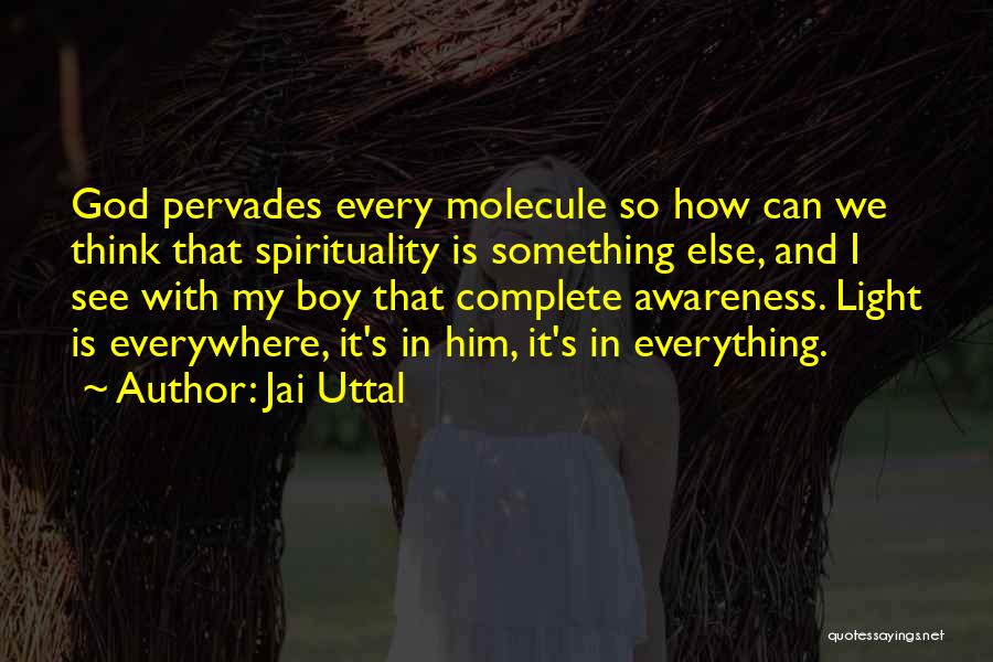 Jai Uttal Quotes: God Pervades Every Molecule So How Can We Think That Spirituality Is Something Else, And I See With My Boy