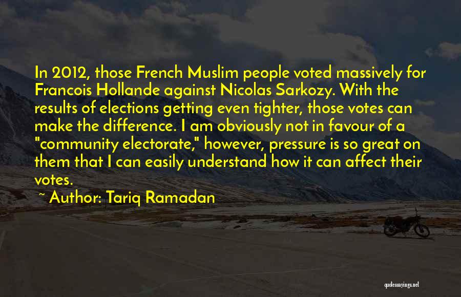 Tariq Ramadan Quotes: In 2012, Those French Muslim People Voted Massively For Francois Hollande Against Nicolas Sarkozy. With The Results Of Elections Getting