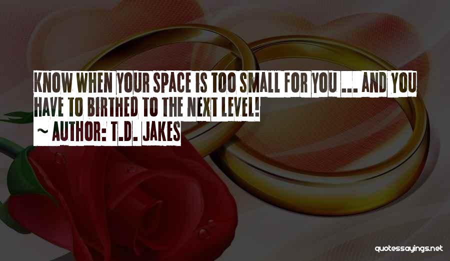 T.D. Jakes Quotes: Know When Your Space Is Too Small For You ... And You Have To Birthed To The Next Level!