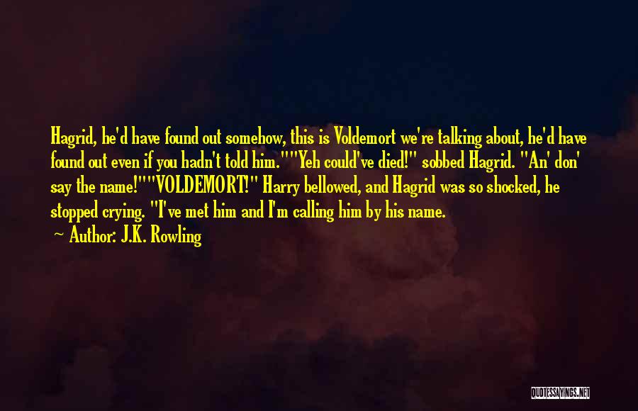 J.K. Rowling Quotes: Hagrid, He'd Have Found Out Somehow, This Is Voldemort We're Talking About, He'd Have Found Out Even If You Hadn't