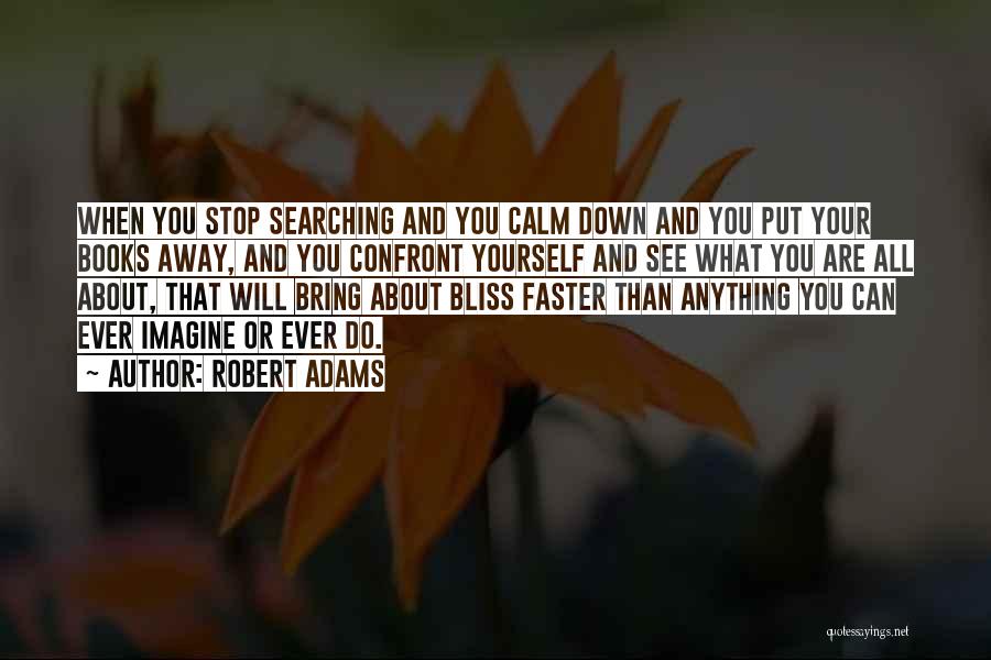 Robert Adams Quotes: When You Stop Searching And You Calm Down And You Put Your Books Away, And You Confront Yourself And See