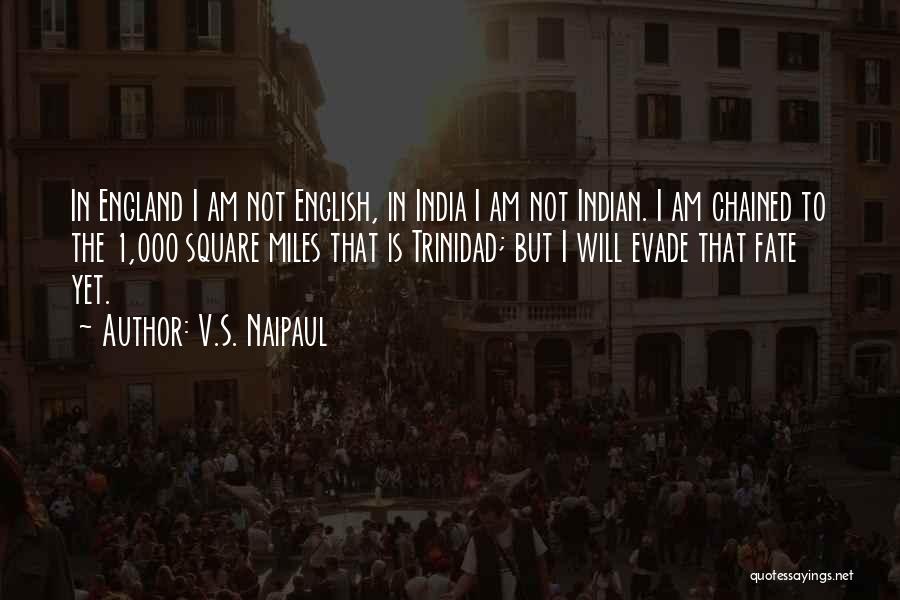 V.S. Naipaul Quotes: In England I Am Not English, In India I Am Not Indian. I Am Chained To The 1,000 Square Miles