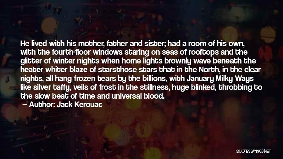 Jack Kerouac Quotes: He Lived With His Mother, Father And Sister; Had A Room Of His Own, With The Fourth-floor Windows Staring On