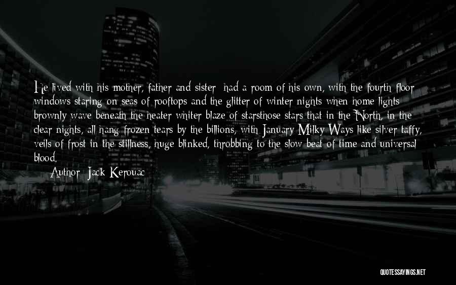 Jack Kerouac Quotes: He Lived With His Mother, Father And Sister; Had A Room Of His Own, With The Fourth-floor Windows Staring On