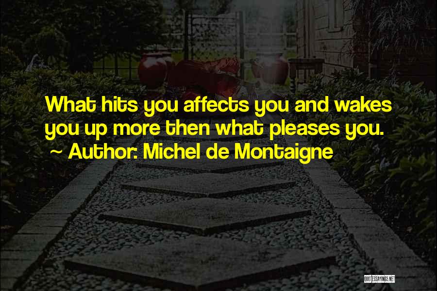 Michel De Montaigne Quotes: What Hits You Affects You And Wakes You Up More Then What Pleases You.